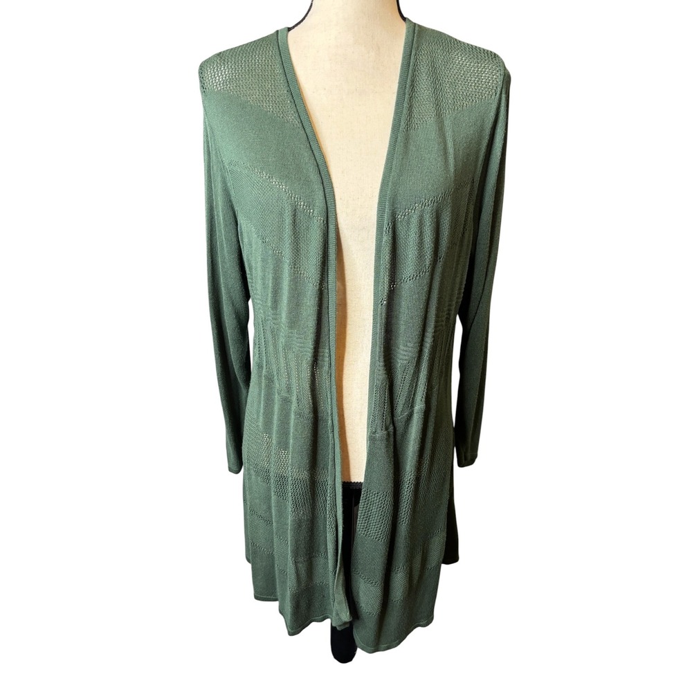 Torrid Green Pointelle Knit Open Front Longline Cardigan Sweater Womens Size 2